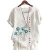 Trendy Ladies' Short Sleeve Top with 11 Colorful Floral Patterns and Round Neck
