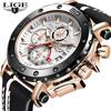 2020 Top Brand LIGE Men Watch Fashion Sports Leather Watch Men Luxury Date Waterproof Quartz Chronograph + Box