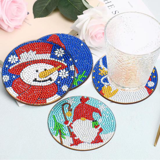6 шт. DIY алмазная живопись набор подставок Снеговик Санта-Клаус Рождественская тематическая 5D алмазная живопись подставка для посуды