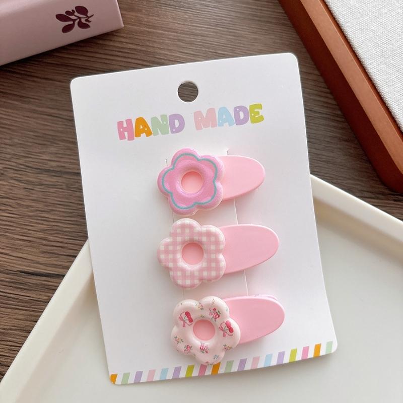 3 шт./набор Корейские заколки для волос Нескользящие Детские цветочные заколки-автоматы для детской челки Аксессуары для волос