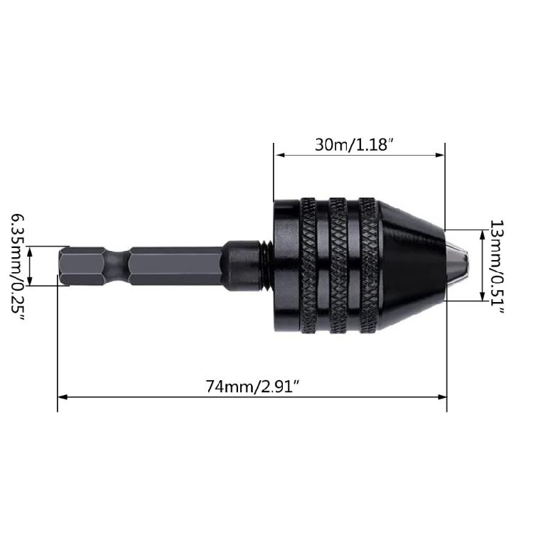 0.3 6.5мм Шестигранный хвостовик Трехкулачковый сверлильный патрон с зажимом Быстросменный Трехкулачковый переходной патрон 1 шт.