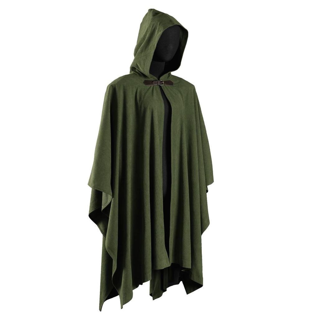 Unisex Medieval Vintage Halloween Cloak Corduroy Cosplay Performance Cloak Stage Costume