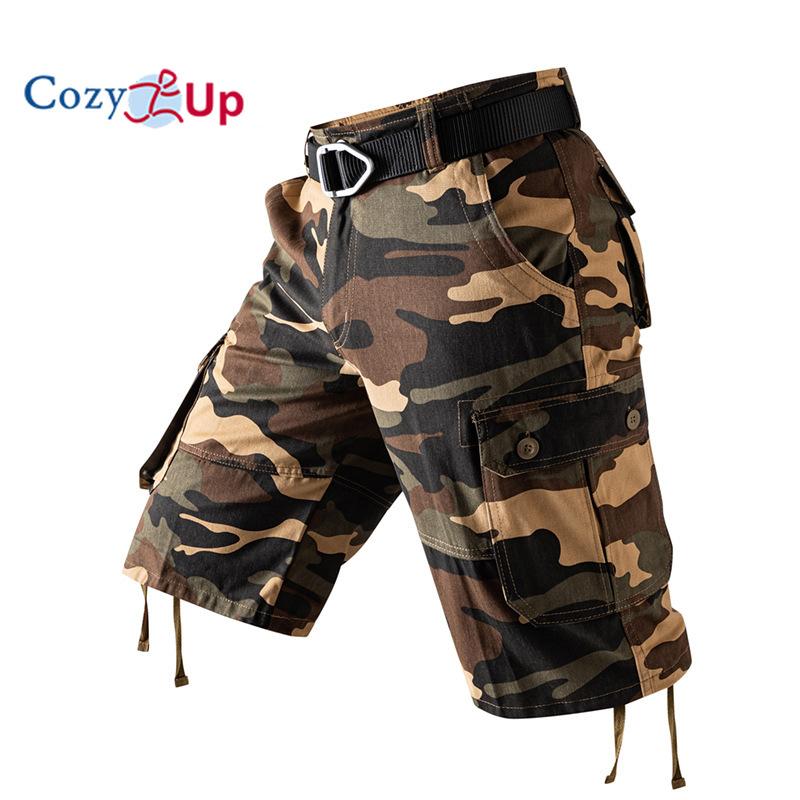 Men's Cargo Shorts 3/4 Relaxed Fit Mens Running Shorts 7 Pockets Elastic Waist Cotton Hiking Shorts