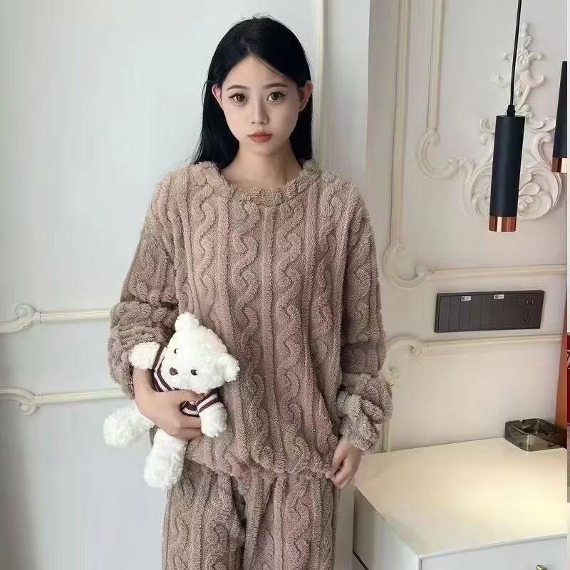 Женская осенне-зимняя свободная утепленная верхняя одежда больших размеров с подкладкой и широкими брюками, повседневный и удобный комплект из двух предметов