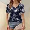 Женские летние топы с коротким рукавом и V-образным вырезом, свободные повседневные футболки