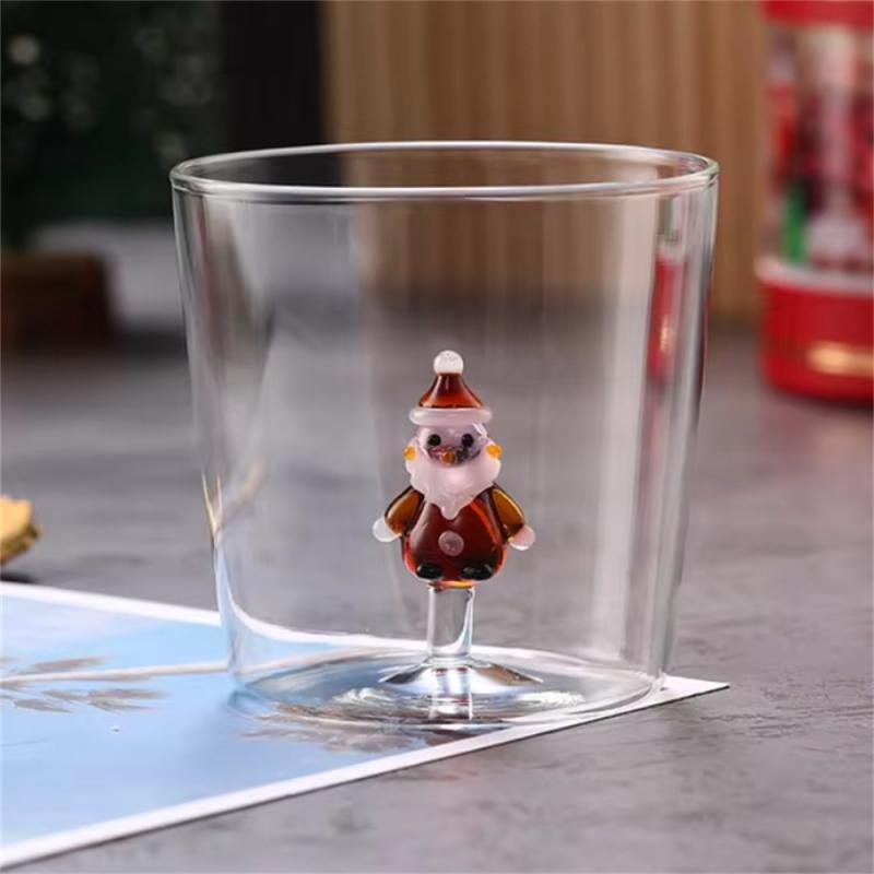 Новая прозрачная стеклянная чашка с двойными стенками, рождественская тема, снежная сцена, стеклянная кофейная чашка, термостойкая, для молока, воды, рождественский подарок
