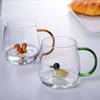 Creative 3D Animal/Flower Glass Cup With Handle High Borosilicate Single Layer Coffee Milk Cup Cute Transparent Summer Drinkware