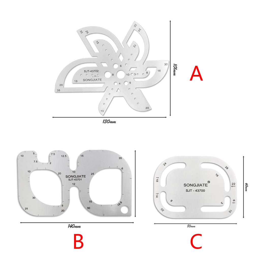 Watchband Ruler Stencil Template Stainless Steel Rounded Corner Gauge Measuring Tool for Leather Craft