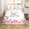 Initial Letter A Duvet Cover for Boys Girls Floral Monogrammed Bedding Set Romantic Rose Alphabet Quilt Cover with 2 Pillow Case