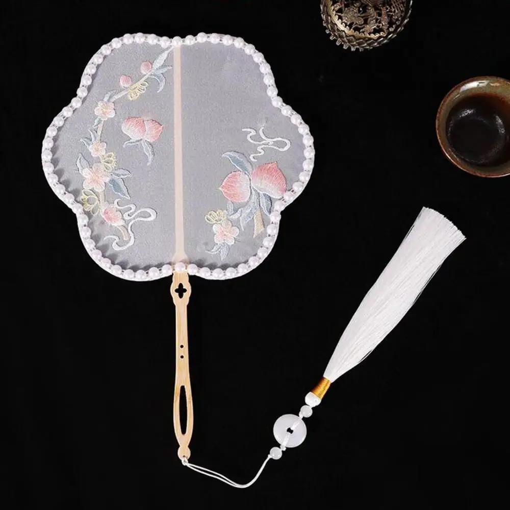 Китайский веер оптом полупрозрачный длинный веер с кисточками для танцев женский костюм ханьфу чонсам вышивка маленький круглый веер