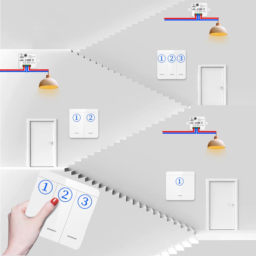 10A 110В 220В Беспроводной выключатель ВКЛ ВЫКЛ RF433 Модуль Пульт дистанционного управления Выключатель света 1/2/3 клавиши Настенный выключатель для лампочки люстры
