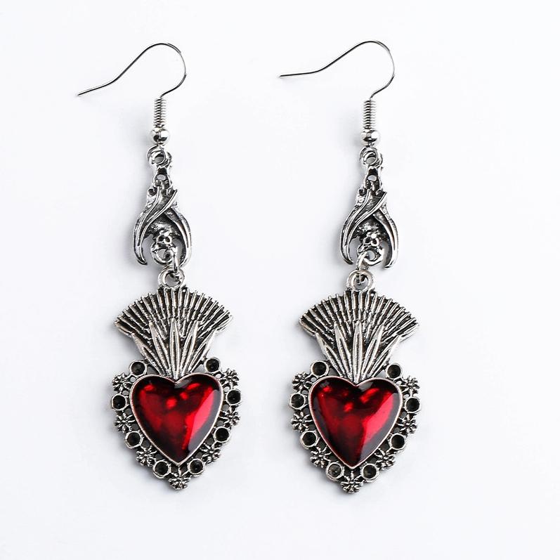 Новые темные винтажные готические серьги из коллекции Sacred Heart Goth, серьги на Хэллоуин для женщин, красные капли масла, аксессуары в стиле готический панк