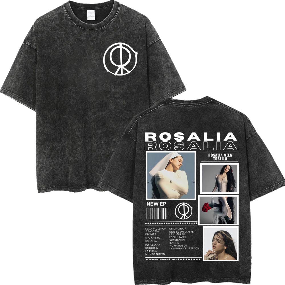 Rosalia LUX Tour Графические футболки Мужские Женские Мода Эстетика Винтажные Стиранные Футболки Высококачественный Хлопок Оверсайз Футболки
