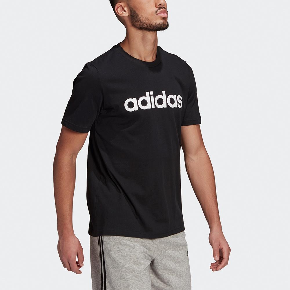 adidas M Lin Sj T Тренировочная Спортивная Печать Логотипа Круглый Вырез Короткий Рукав Черный Мужская GL0057