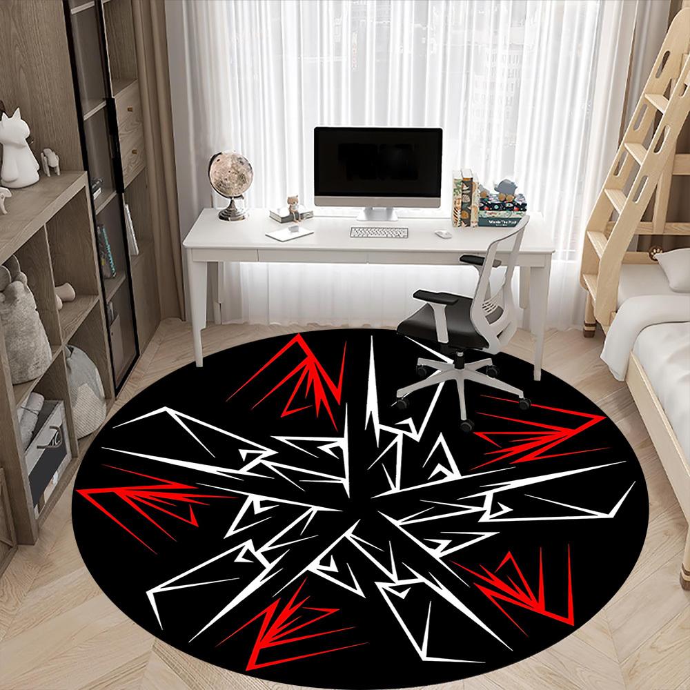 1pc Abstract Pattern Chair Carpet for Office, Round Non Slip Durable Large Size Office Carpet, Suitable for Office