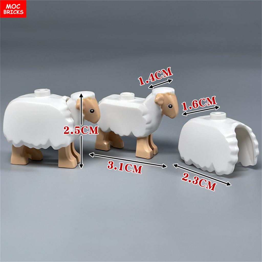 MOC Кирпичи Милая Овца Коза Сарай Овчарня Животное DIY Ферма Пастбище Вид Строительные Блоки Аксессуары Детские Игрушки Подарки