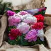 Vibrant Peony Flower Throw Pillow Cover Lush Garden Floral Print Decorative Cushion Cover For Romantic Living Room Home Decor