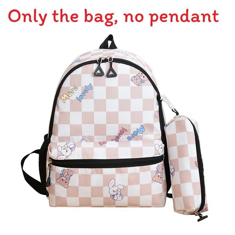Kids Backpack For School And Outings With Cute Print And Grid Pattern In Durable Polyester Fabric