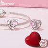 BAMOER стерлингового серебра 925 пробы розовое сердце бусины бабочка подвеска для женщин браслет и ожерелье DIY подарок на День благодарения ювелирные изделия