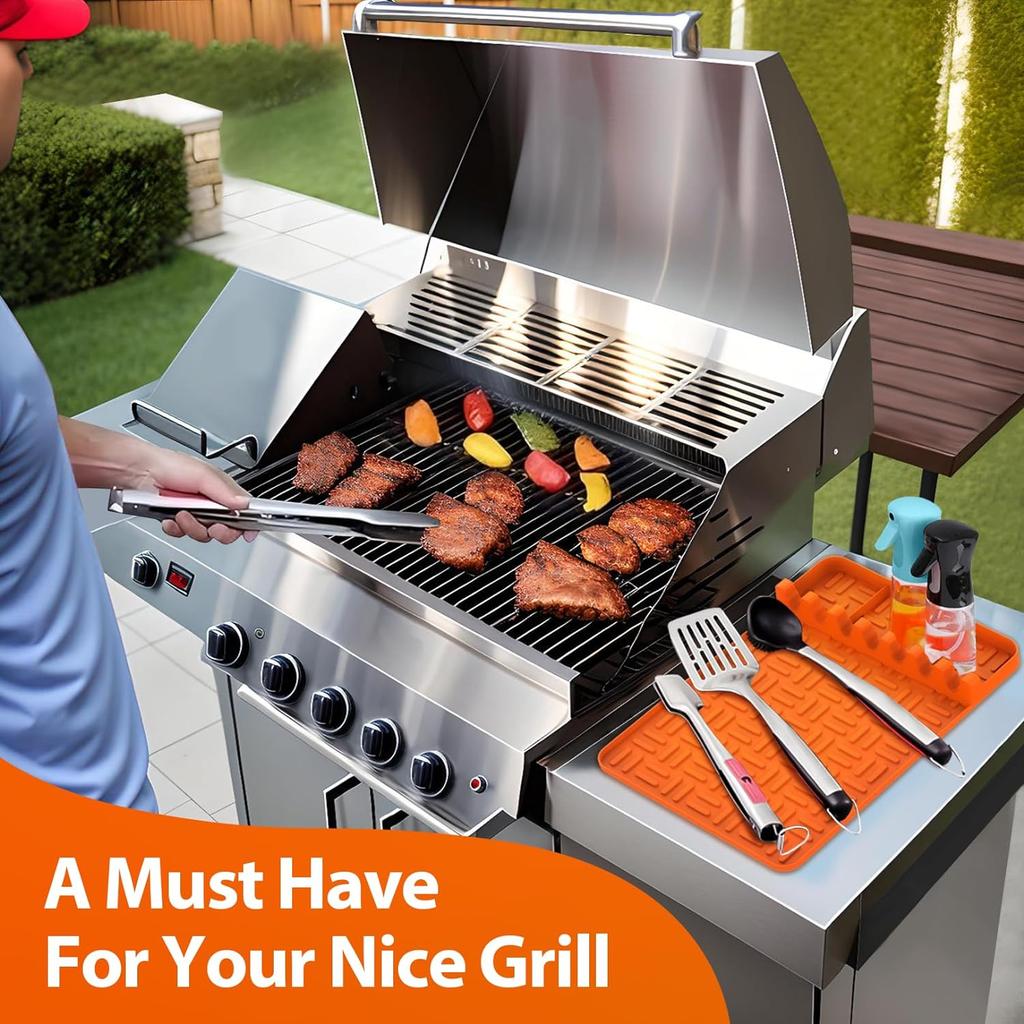 Silicone Griddle Tools Mat for Blackstone,Spatula Mat with Drip Pad Grill Mat,Side Shelf Mat for Blackstone Food Grade Grill BBQ