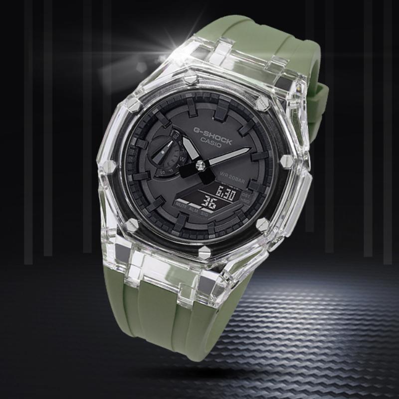 Casio Унисекс Серия с жидкокристаллическим/аналоговым двойным дисплеем Черные часы GA-2100-1A1-