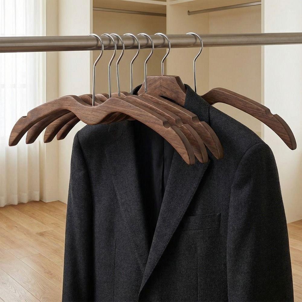 2pcs Space Saving Wood Short Neck Hanger Shoulder Protecting Clothes Hanger for Home