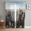 Современные шторы «Нью-Йорк Ночь» для гостиной, прозрачные тюлевые шторы для окон, аксессуары для спальни, декор