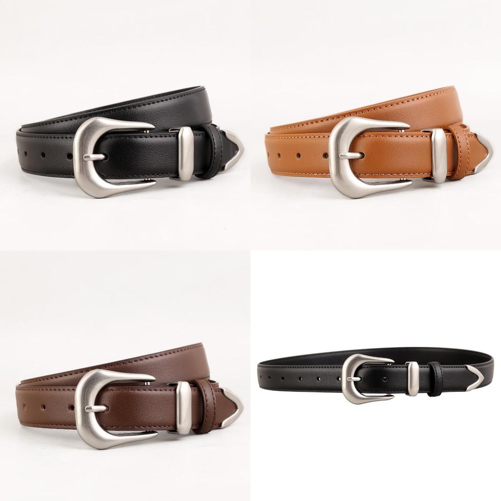 Leather Womens Belt Simple Design Versatile Dress Pants With Pin Buckle For Work And Casual