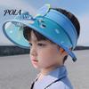 Children Cooling Beach Hat Cartoon Kids Sun Visor with USB Charging Fan UPF50+ Summer Curved for Outdoor Empty Top Wide Brim Sunhat Boys Girls