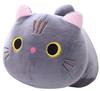 Cat Stuffed Cushion Cute Body Pillow Fluffy Chewy Toy Present [Neko Town] (Gray)