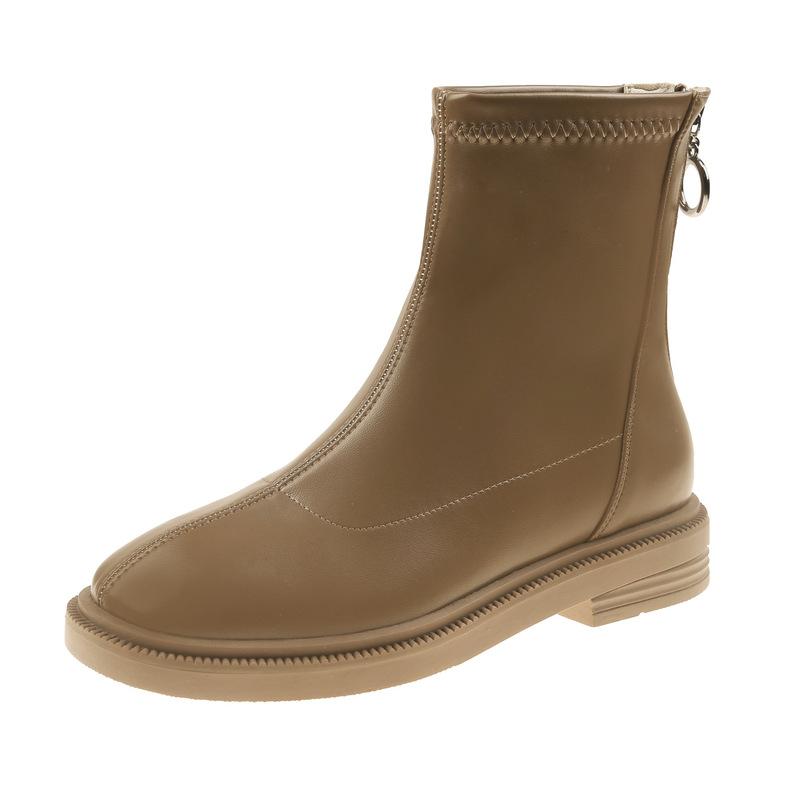 Модные женские ботильоны осень 2024 новые короткие сапоги из искусственной кожи на платформе женские плоские круглые носки на молнии белые сапоги Botas De Mujer