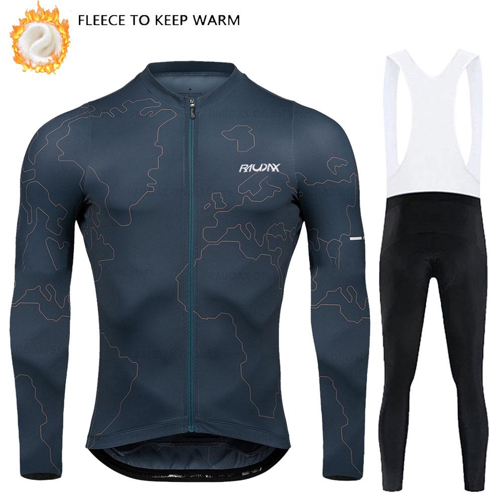 2026 Velvet Warm Cycling Suit Set Winter Thermal Fleece Cycling Jersey Top MTB Bike Outdoor Men's Road Bicycle Clothing Long Sleeves Shirt Uniform