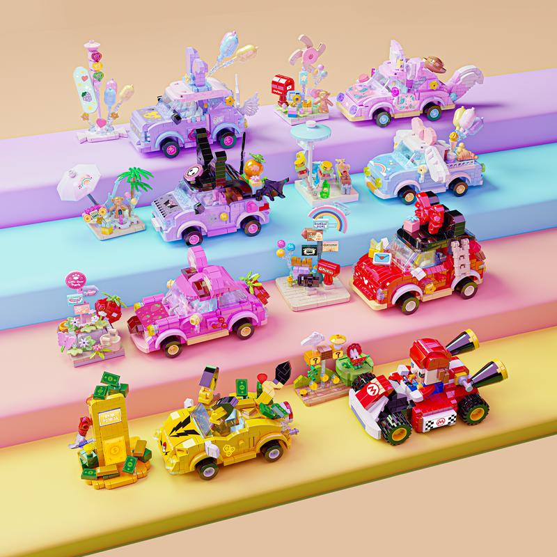 Детские мультяшные игрушки Покемон Машина Алмазные строительные блоки Образовательные игрушки Для детей Подарки на день рождения Настольные украшения