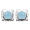 [R3616] - Silver Earrings 'Cleopatra' Blue Agate Silver (rhodium) - 10x10mm