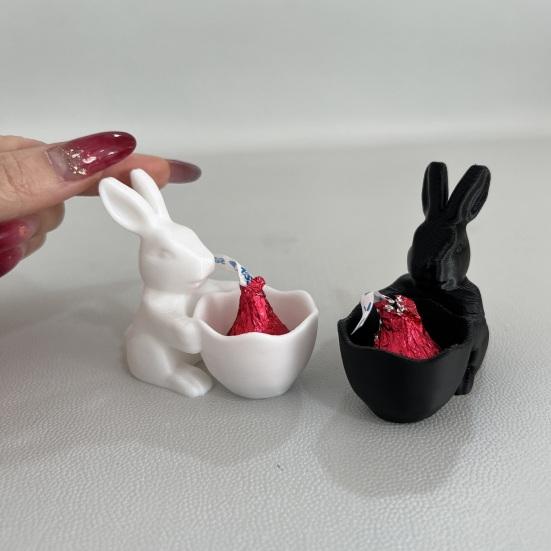 Пасхальная конфетница в виде пасхального кролика, напечатанная на 3D-принтере, блюдо для закусок в виде кролика, декоративная десертная ваза для орехов для пасхальной вечеринки, настольный домашний декор