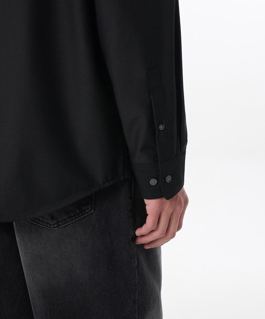 MUSINSA STANDARD Relaxed Wool-Like Shirt [Black]