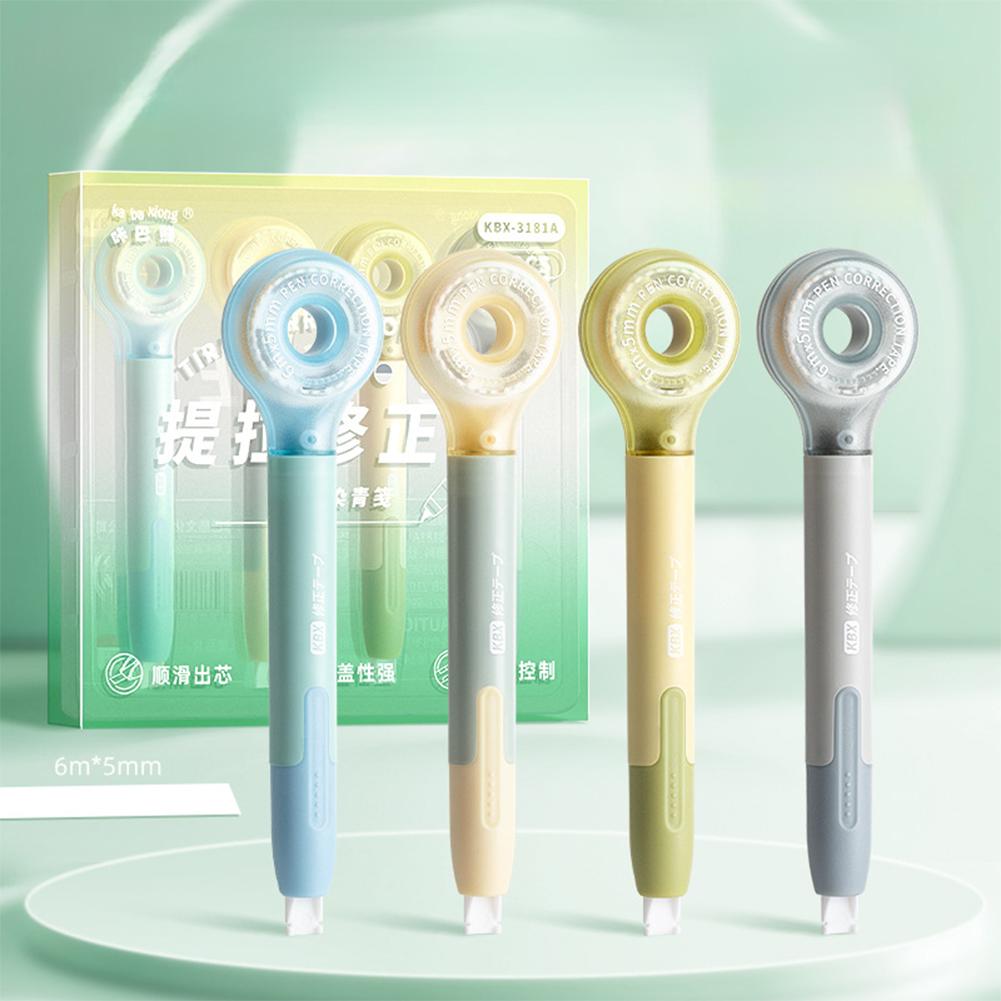 4Pcs Correction Tape Macaron Color Creative Design Corrector of Pen Shape Comfortable Holding Kawaii Stationery School Supplies