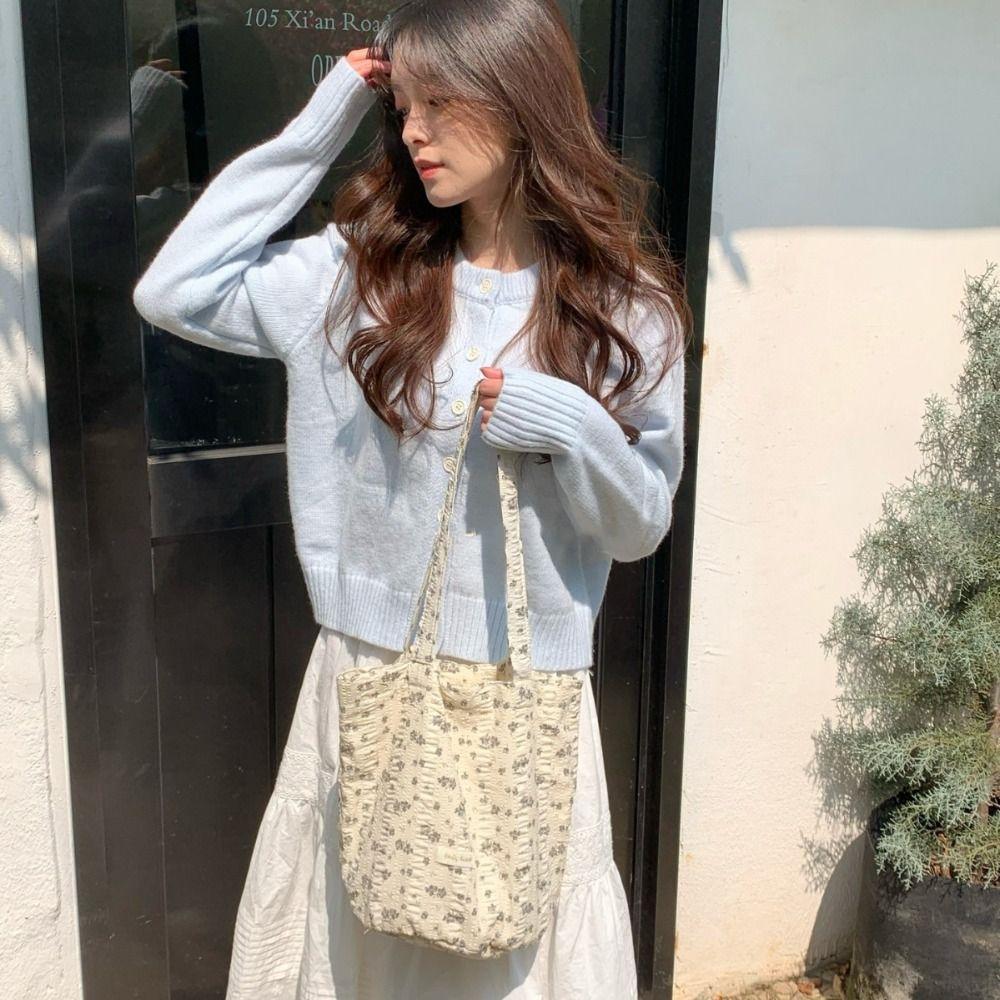 French Style Bow Lace Ribbons Bag Large Capacity Women's Tote Bag New Flower Shoulder Bag Lady