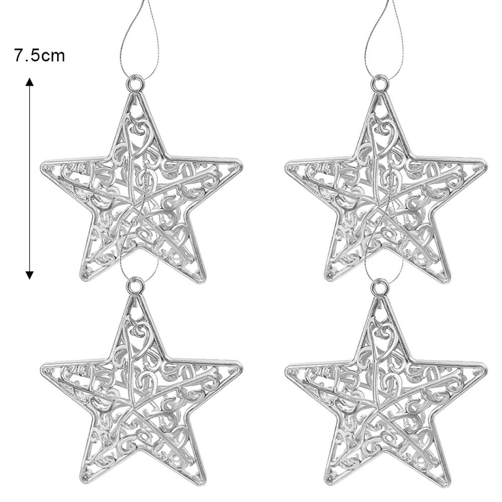 Рождественская звезда подвесное украшение полая золотая серебряная красная пятиконечная звезда 3D подвеска на елку новогоднее украшение для вечеринки