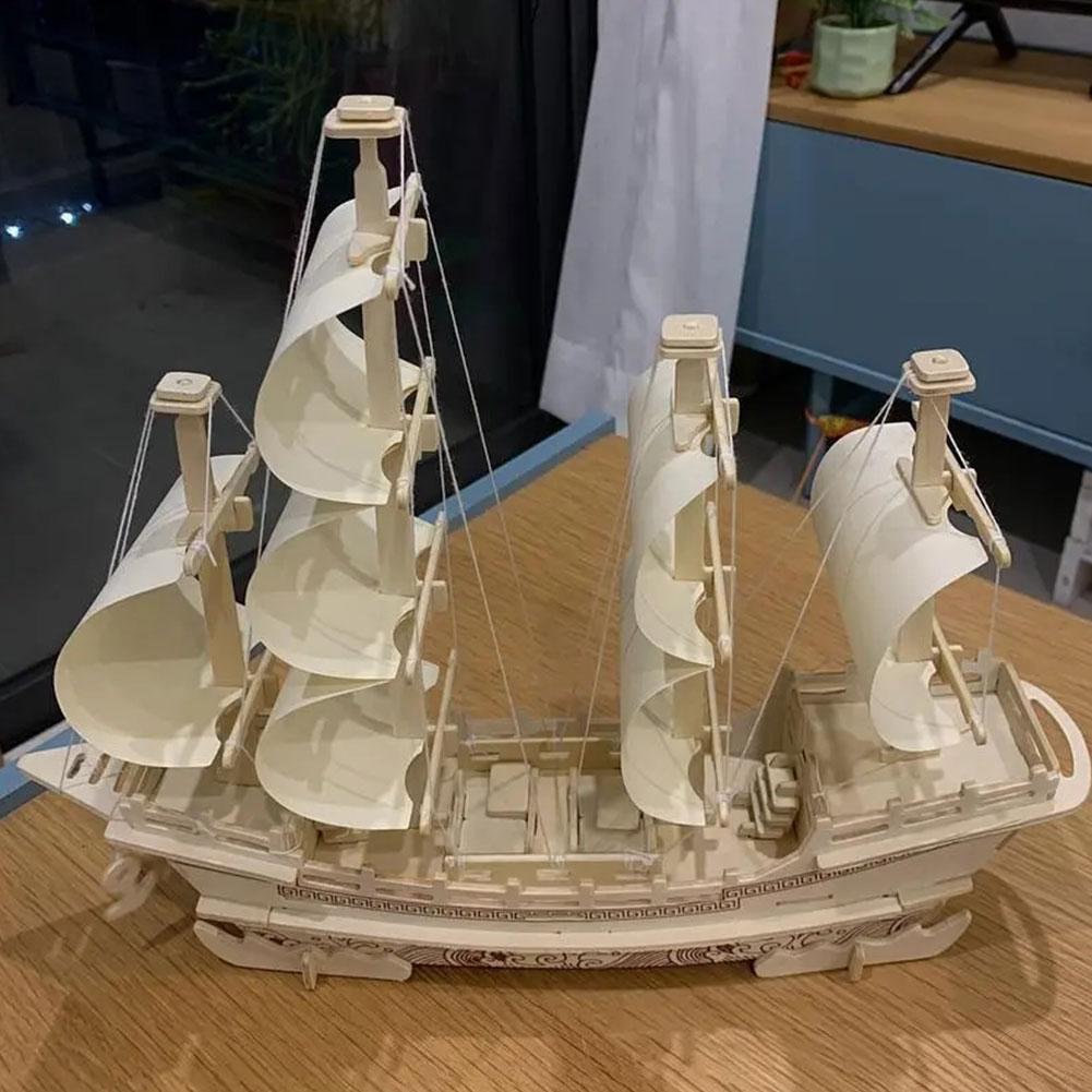 3D Пазл Древний Парусник Деревянное Ремесло Конструктор, Сделай Сам Сборная Деревянная Модель Незаконченное Ремесло Хобби Лодка Пазл