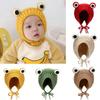 Cute Frog Eyes Baby Cap Winter Warm Earflap Hat Soft Knitted Crochet Infant Outdoor Windproof Beanie Hats For Baby Boys & Girls
