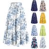 Women's Ruffled Spring Casual Long Skirt Plain Color Skirt Retro Pleated Skirt