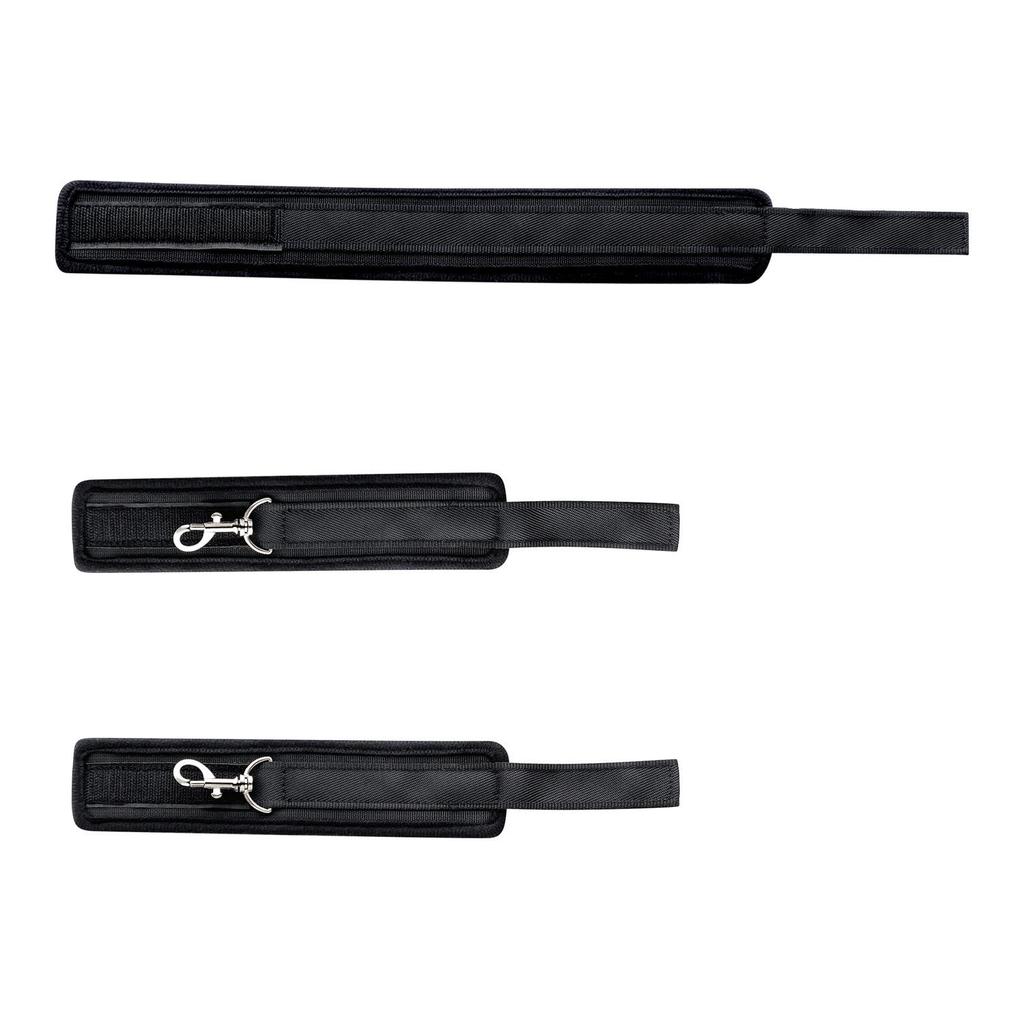 Набор для бондажа с девятью кольцами: Наручники, Ошейник, Поясной ремень, Маска для глаз, Фиксирующие ремни, Губчатый материал.