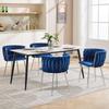 Velvet Chair, Woven Dining Chair, Modern Living Room Armchair, Chair with Vanity Table, Dining Chair with Silver Legs, Two-Piece Set-NAVY