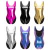 Ayollar sahna chiqishi uchun bodisi S-3XL - Yengsiz, yaltiroq metallik, raqs, yoga, gimnastika uchun leotard, rave kombinezoni