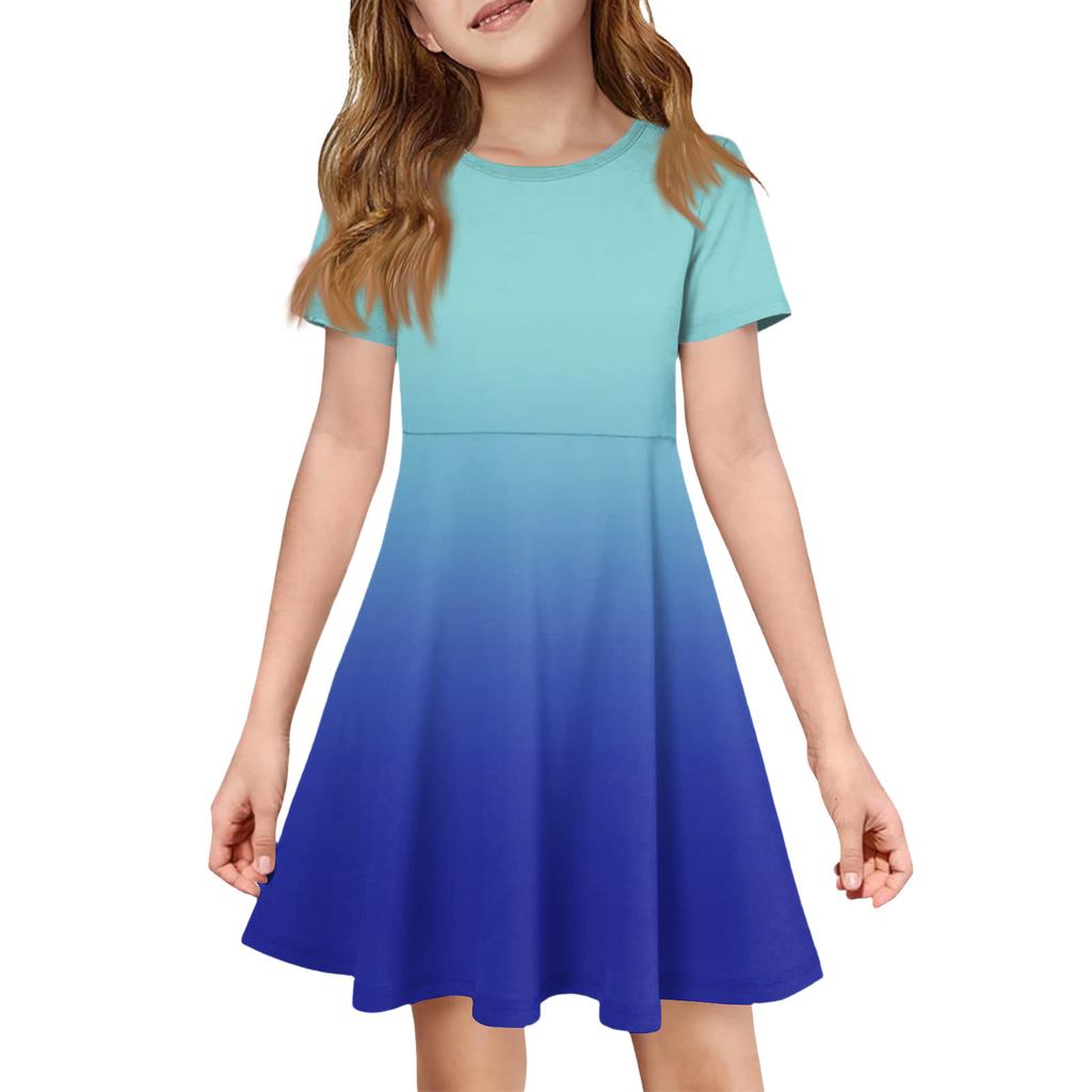 Девочка Летнее Платье Цвет & Принт Короткий Рукав Платье С Карманом Повседневное Платье Короткий Рукав Вечернее Платье Пасхальный День