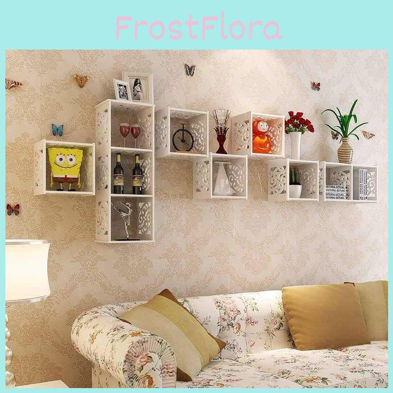 Shelf Storage Creative Wall Mounted Grid Rack Bedroom Nightstand Decorative