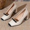 Spring Fashion New Style Shallow Mouth Square Toe Pumps Comfortable Elegant High Heels Square Toe Color Matching Women's Shoes