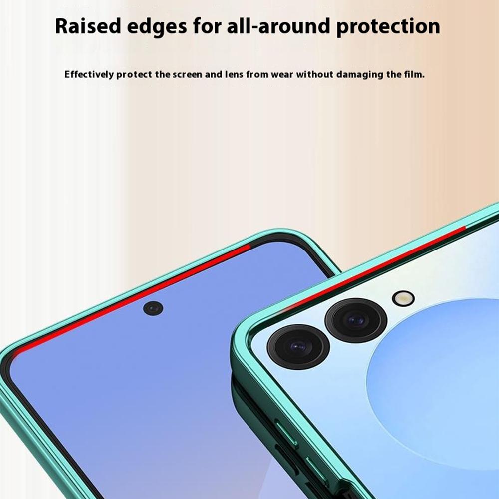 Чехол для Samsung Galaxy Z Flip7 5G, конструкция шарнира, гальванизированный ПК, прозрачная крышка для телефона