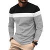 Мужская уличная повседневная свободная футболка с круглым вырезом, цветной блок, длинный рукав, нижняя рубашка, весенне-осенняя мода, не мнется, пуловер